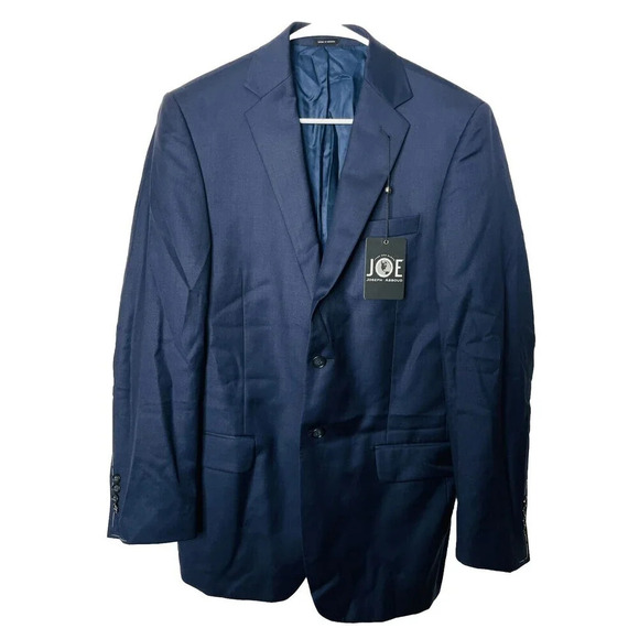 Joe Joseph Abboud 100% Wool Suit Jacket Balzer Men Sz 37 Long Navy Blue Business - Picture 1 of 14
